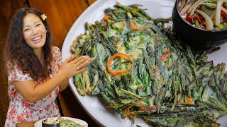 Korean Chive Pancake Recipe Buchujeon Perfect with Makgeolli 🍶 [upl. by Aehsan]