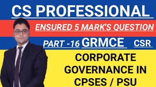 PART16 CS PROFESSIONAL GRMCE CH2 CORPORATE GOVERNANCE CSR IN CPSES  PSU csprofessional GRMCE [upl. by Gianina694]