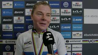 Lotte Kopecky  Interview at the finish  World Championships Road Race Zürich 2024 [upl. by Doralynn]