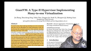 Read a paper GiantVM—a typeII hypervisor implementing manytoone virtualization [upl. by Hiller62]