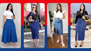 How to Style a Denim Skirt  Stylish Jeans Skirt Outfit Trends for 2024 [upl. by Ennoval]