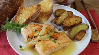 SALMONE FINOCCHIO E ARANCIA in una padella ricetta salmone e finocchio SALVACENA IN UNA PADELLA [upl. by Imhsar]