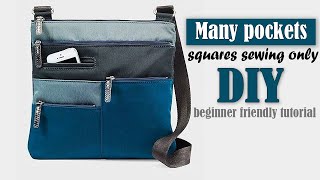 DIY MultyPocket Crossbody Messenger Bag  Sewing from Cloth at Home [upl. by Tufts415]