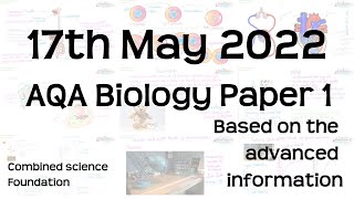 AQA Biology Paper 1 Revision  17th May 2022  GCSE Combined Science Foundation Exam [upl. by Acinimod]