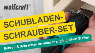 SchubladenSchrauberSet Set zum Bohren und Schrauben an schwer zugänglichen Stellen  wolfcraft [upl. by Arly]