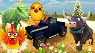 El Pollito Pío 3D  ToroDino y Tractor Juegan en la Granja de Zenón [upl. by Digdirb726]