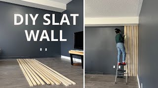 Modern Living Room Design Part 1  DIY Wood Slat Wall [upl. by Memberg427]