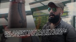 Islamist hotar kvinna på bussen visar upp islamistisk tatuering [upl. by Nautna671]