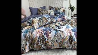 Premium Natural Egyptian Cotton HD Printed Flowers and Leaves Duvet Cover Set [upl. by Epps]