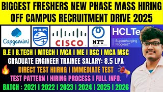 Capgemini Cisco Philips NTT Data HCLTech New Phase Hiring  OFF Campus Drive For 20262021 Batch [upl. by Jeffie]