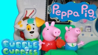 Peppa Pig  George visit Bubble Guppies Center w Bubble Puppy [upl. by Aileahcim804]