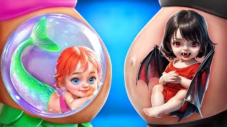 Pregnant Mermaid VS Pregnant Vampire  Crazy Pregnancy Hacks and Funny Situations [upl. by Sankey]