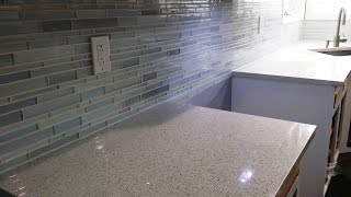 DIY Mosaic Glass Tile Backsplash Installation Zero Experience First Time Ever Detailed With TIPS [upl. by Benyamin]