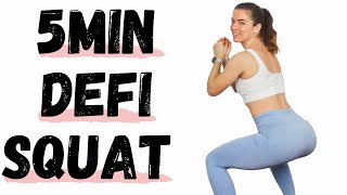 5min défi Squat  Exercices pour renforcer les fessiers et les cuisses sans matériel [upl. by Herta830]