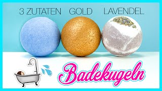 DIY BADEKUGEL MIT BADEÖL 🛁 3 Einfache Rezepte Badebomben 💦 LUSH [upl. by Penney]