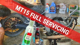 MT15 full servicing  mt 15 engine oil change  Castrol Engine shampoo  MD MT VLOG psg [upl. by Mapes]