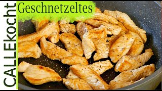 Putengeschnetzeltes in Champignon Rahmsoße  Schnelles leckeres Rezept [upl. by Ellierim]