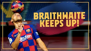 Martin Braithwaite touches the ball for the first time as a Barça player [upl. by Eckart522]