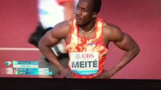 Justin Gatlin beats Meite to win mens 100m race in Lausanne 2017 IAAF Diamond League [upl. by Gulgee]