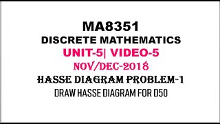 HASSE DIAGRAM PROBLEM1  MA8351 DISCRETE MATHEMATICS UNIT5 VIDEO5 [upl. by Sicard647]