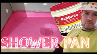 How to Use RedGard Waterproofing Shower Pan Liner Fabric Divot Method  Part 1  Shower floor [upl. by Booker]