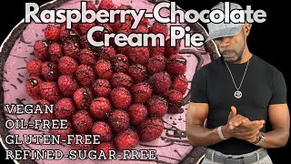 Vegan RaspberryChocolate Cream Pie Dessert I RefinedSugarFree [upl. by Evangelina]