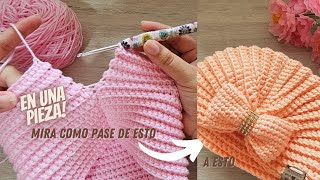 waoo Impresionante Tejido en una PIEZA 🤩 Mira como teji este turbante a Crochet para la Venta 💵 [upl. by Drwde606]