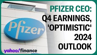 Pfizer CEO doubles down on 2024 guidance talks Seagen buy [upl. by Fiann]