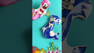 SHIN SONIC TAPES and AMY Rose Mermaid Love Story  Paper Squishy AMY Pregnant  Ghes Handmade [upl. by Atinomar]