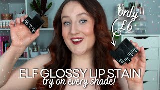 ELF GLOSSY LIP STAIN REVIEW  Swatch And Try On EVERY SHADE NEW FAVOURITE GLOSS ELF Cosmetics [upl. by Ailero]