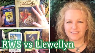 RWS vs Llewellyn Tarot flip through and review  llewellyntarot [upl. by Ocirred]