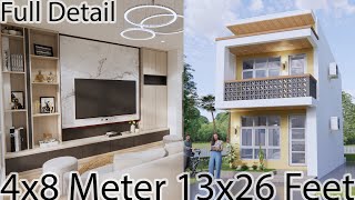 Small House Design 4x8 m House Design Plan 2 Bedrooms [upl. by Ailaham]