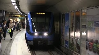 C20 Tunnelbanans gröna linjen vid Tcentralen i Stockholm [upl. by Oigile381]