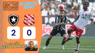 Botafogo 2 x 0 Bangu  Carioca 2024  Gols do Jogo  Narração Diego Ramon [upl. by Lachance923]