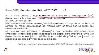 ENEM 2022  PRIMEIRA REPÚBLICA A ERA VARGAS  DecretoLei n 1949 de 27121937 [upl. by Ettenom]