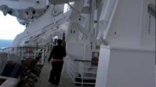 A walk along QE2s Boat Deck to hear the midday whistle test [upl. by Thirzia]