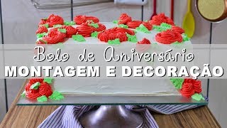 BOLO DE ANIVERSÁRIO SIMPLES E FÁCIL  PARTE 2  MONTAGEM E DECORAÇÃO  Menino Prendado [upl. by Demaggio]