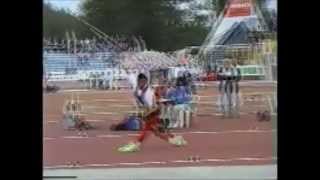 Javelin throw world record 9848m Jan Zelezny  normal and slow motion [upl. by Airret601]