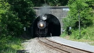 Steam Engine Locomotive Train Coming Through Tunnel on Great Allegheny Passage [upl. by Danna24]