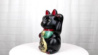 Ebros Japanese Luck Fortune Charm Black Beckoning Cat Maneki Neko Money Bank Statue [upl. by Channa15]