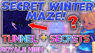 WINTER MAZE TUNNEL IN ROYALE HIGH❄️NEW SECRETS In Winter Glitterfrost 2023 Update✨CHEST🎁Campus 3 [upl. by Eneirda21]