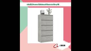 vidaXL Drawer Sideboard Concrete Grey 60x35x121 cm Engineered Wood [upl. by Madaih]