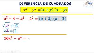 Diferencia de cuadrados o 5º caso de factoreo [upl. by Dulcinea]