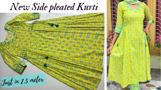 New Trendy Side Pleated Kurti Cutting and Stitching Kurti Design [upl. by Stein]