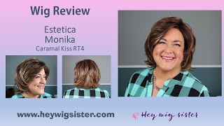 Estetica Monika in Caramel Kiss RT4  Wig Review  Layered Shag Bob with lace front and mono part [upl. by Li80]