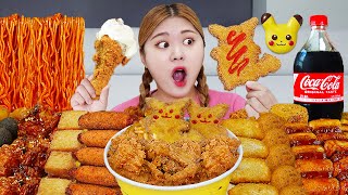 MUKBANG ASMR POKEMON Chicken Corn dog DESSERT Eating Show by HIU 하이유 [upl. by Annawit]