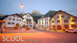 SCUOL SWITZERLAND 🇨🇭  A Beautiful Romantic Fairytale Evening Walk In 8K [upl. by Nonnair]