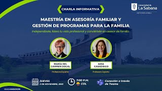 Charla Informativa  Maestría en Asesoría Familiar y Gestión de Programas para La Familia [upl. by Thanh]