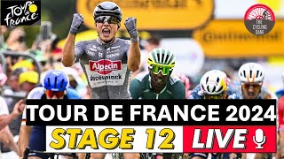 Tour de France 2024 Stage 12 LIVE COMMENTARY  Will it Be Jasper Philipsen vs Biniam Girmay Again [upl. by Asusej409]