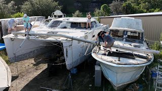 ⛵️ Hurricane damaged catamaran There goes the mast 😱 [upl. by Aynod676]